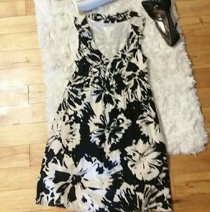 2/$10...Loft black and cream floral dress.. EUC
